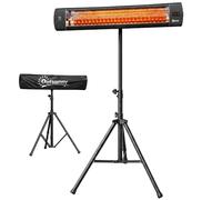 Outsunny Radiateur Infrarouge sur Pied 2500 W IP65 Télécommande 3 Niveaux | Chauffage Électrique pour Terrasse, Extérieur et Intérieur, Minuterie, Trépied Hauteur Réglable, Housse, Anti-Basculement