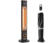 Outsunny Radiateur Infrarouge sur Pied ou Mural 2000 W, IP65, 8 Niveaux | Chauffage Électrique pour Terrasse Extérieur Intérieur, Télécommande, Minuterie, Housse, Chauffage Radiant, Anti-Basculement