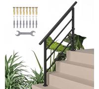 Outsunny Rampe d'escalier, 131 cm, main courante pour escalier avec kit d'installation, angle réglable pour 1 à 4 marches, pour porches, bois et béton, pour l'extérieur, terrasse, patio, noir
