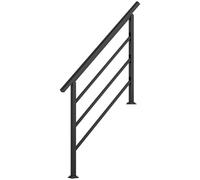 Outsunny Rampe d'Escalier Extérieure pour 1 à 4 Marches, Main Courante Escalier en Métal avec Kit d'Installation, Noir