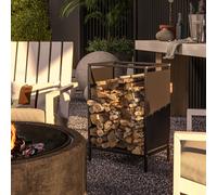 Outsunny Range bûche interieur porte bûche de cheminée support de bois de chauffage pour intérieur extérieur 44x28x65 cm noir