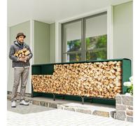 Outsunny Range-bûches de 1m³ Ajustable avec Couverture Imperméable en PE, en Métal, 300x36x99 cm, Noir et Vert Foncé