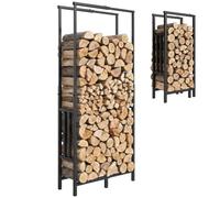 Outsunny Range Bûches en Acier - 100 kg 45,5-75,5 x 25 x 98-170 cm Noir
