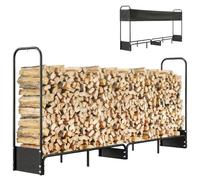 Outsunny Range bûches extérieur 260 x 38 x 118 cm, abri bois de chauffage avec couverture imperméable 600D Oxford charge 500 kg, porte-bûches pour cheminée idéal pour rangement bois extérieur noir