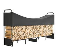 Outsunny Range bûches extérieur 260 x 38 x 118 cm, abri bois de chauffage avec couverture imperméable 600D Oxford charge 300 kg, porte-bûches pour cheminée idéal pour rangement bois extérieur noir