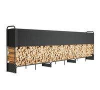 Outsunny Range bûches extérieur 389 x 38 x 118 cm, abri bois de chauffage avec couverture imperméable 600D Oxford charge 300 kg, porte-bûches pour cheminée idéal pour rangement bois extérieur noir