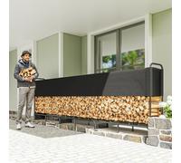 Outsunny Range bûches extérieur, abri bois de chauffage couverture imperméable 600D Oxford charge 300 kg 389 x 38 x 118 cm noir