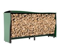 Range buches extérieur - Outsunny - avec housse en PE, base surélevée de 19 cm - pour extérieur - 200l x 36P x 99H cm, métal, noir