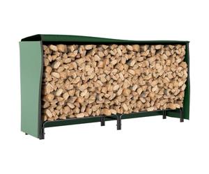 Outsunny Range Buches Extérieur avec Housse en PE 200L x 36P x 99H cm Noir | Abri Buches, Support de Bois de Chauffage, Base Surélevée de 19 cm, pour Extérieur, Charge 200 kg, Métal