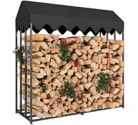 Outsunny Range bûches extérieur en acier 186 x 70 x 185 cm grande capacité 1,9 m³, étagère à bûches avec abri bois de chauffage et housse de protection 600D Oxford noir