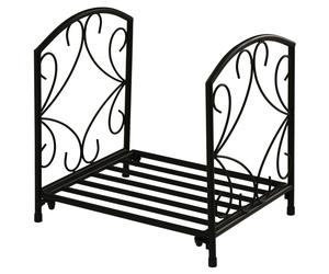 Outsunny Range-bûches porte buche de cheminée pieds surélevés pour intérieur et extérieur, cadre en métal, 39,5x31,5x39,5cm, noir
