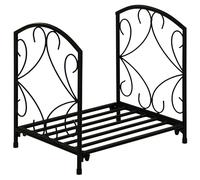Outsunny Range-bûches porte buche de cheminée, support à bois de chauffage avec pieds surélevés pour intérieur et extérieur, cadre en métal, 39,5 x 31,5 x 39,5 cm, noir