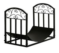 Outsunny Range Bûches Porte-Bûches 60,5L x 36l x 46,5H cm Métal Époxy Noir | Range Rack, Support Étagère à Bois de Cheminée, Charge Max. 60 kg