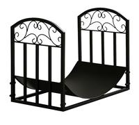 Outsunny Porte-bûches range rack à bûches support étagère à bois de cheminée charge max. 60 kg dim. 60,5L x 36l x 46,5H cm métal époxy noir