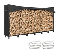 Outsunny Râtelier à Bois Acier avec Couverture 235x31x116 cm Noir