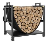 Outsunny Râtelier à bois de 19 pouces avec support en toile, 110 lb, noir