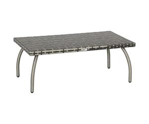 Outsunny Rattan Wicker Table basse en polyéthylène avec matériau résistant aux intempéries pour extérieur, jardin, balcon, cour, gris