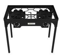 Outsunny Réchaud 2 brûleurs au propane réchaud à gaz portable 92000 BTU/h avec 2 pieds amovibles pour extérieur, camping, métal moulé, dim. 79L x 40l x 76H cm
