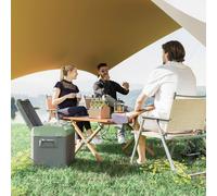Outsunny Réfrigérateur de Camping 24,2 Litres, Réfrigérateur de Voiture, Glacière avec Lumière LED, Adaptateurs AC et DC, Fonctionnement Silencieux, Gris+Vert
