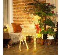 Outsunny Renne de Noël lumineux, décoration renne lumineux Noël en acier, avec 137 LED blanc chaud, 66 x 25 x 135 cm, or