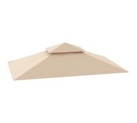 Outsunny Replacement Gazebo Roof 2.44x1.52 m 2 Levels with Corner Pockets, Garden Gazebo Cover for Barbecue in Polyester 160 g/m², UV50+, Beige