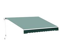 Outsunny Rideau de Soleil 2,5 x 2 m avec Bras Enroulable, Rideau de Soleil d'extérieur à manivelle en Aluminium et Tissu Polyester, 280 g/㎡, UV50+, Vert
