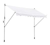 Outsunny Rideau de soleil 3 x 1,5 m avec bras enroulable, rideau de soleil d'extérieur à manivelle en aluminium et tissu polyester 180 g/㎡, pour jardin, balcon et terrasse, blanc