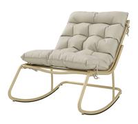 Outsunny Rocking Chair de Jardin Fauteuil à Bascule Coussin Moelleux 125cm Large 64cm en Acier et Textilène Beige et Doré