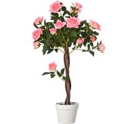 Outsunny rosiers artificiels grand 90 cm plante artificielle, plastique plantes artificielles rosier en pot, arbre artificiel comme un vrai pour salon chambre bureau décoration moderne cadeau