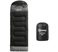 Outsunny Sac de Couchage Adulte Section Tête Fermeture Éclair | Sac de Rangement, Coton Creux 300 g/m², Portable, Camping Randonnée