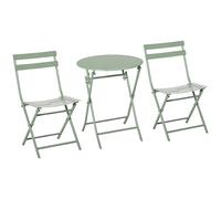 Outsunny Salon de Jardin 2 Personnes - Ensemble Table bistrot Chaise Pliable - Table Ronde Ø 60 cm avec 2 chaises Pliantes - métal thermolaqué Vert