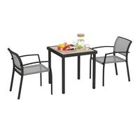 Outsunny Salon de jardin 3 pièces pour 2 personnes avec 2 chaises empilables, ensemble de salle à manger, cuisine, balcon, meubles de jardin pour terrasse, balcon, gris