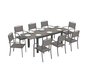 Outsunny Salon de Jardin 8 Personnes avec Table Extensible 150-225cm Gris