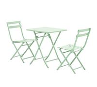 Outsunny Salon de Jardin Bistro Pliable - Table carrée dim. 60L x 60l x 71H cm avec 2 chaises - métal thermolaqué Vert d'eau