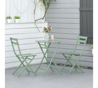 Outsunny Salon de jardin bistro pliable - table ronde Ø 60 cm avec 2 chaises pliantes - métal thermolaqué vert-AOSOM.fr