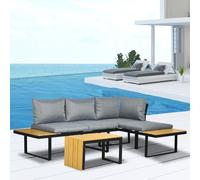Outsunny Salon de Jardin d'angle modulable avec table basse aluminium 5 places 3 pièces 8 coussins inlcus gris foncé