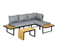 Outsunny Salon de Jardin d'angle modulable avec Table Basse Aluminium 5 Places 3 pièces 8 Coussins inlcus Gris foncé