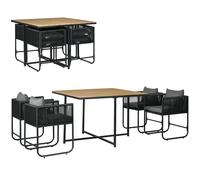 Outsunny Salon de jardin ensemble 5 pièces avec 1 table et 4 fauteuils 8 coussins table en composite plateau aspect bois naturel