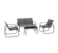 Outsunny Salon de Jardin Ensemble de mobilier de Jardin 4 pièces avec 2 fauteuils 1 canapé 2 Places d'extérieur et Table Basse avec Plateau en Verre trempé Noir