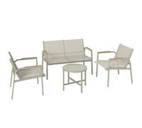 Outsunny Salon de Jardin Ensemble de Terrasse avec Canapé 2 Places, 2 Fauteuils et Table Basse en Verre Trempé 4 Pièces Vert