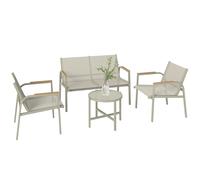Outsunny Salon de Jardin Ensemble de Terrasse avec Canapé 2 Places, 2 Fauteuils et Table Basse en Verre Trempé 4 Pièces Vert vert
