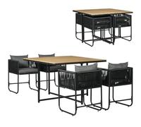 Outsunny Salon de Jardin Ensemble Table et Chaise de Jardin 5 pièces avec 1 Table et 4 fauteuils Contemporain 8 Coussins Table en Composite Plateau Aspect Bois Naturel