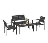 Outsunny Salon de Jardin Extérieur 4 Pièces Canapé 2 Places Noir