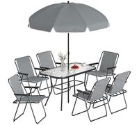 Outsunny Salon de Jardin extérieur 8 pièces, Table, 6 Chaises Gris