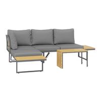 Outsunny Salon de Jardin extérieur d'angle 6 Places modulable en Bois d'acacia avec canapés et Table Basse, Dossier Ajustable, Coussins Inclus, chaises Longues pour terrasse Patio Jardin, Gris