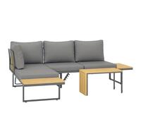 Outsunny Salon de Jardin extérieur d'angle 6 Places modulable en Bois d'acacia avec canapés et Table Basse, Dossier réglable et Coussins Inclus, chaises Longues pour Jardin Patio terrasse, Gris
