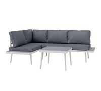 Outsunny Salon de Jardin extérieur d'angle modulable 3 pièces, Salon de Balcon avec Table Basse et canapé, Assise réglable 5 Positions, Coussins rembourrés, mobilier de Jardin terrasse, Gris
