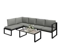 Outsunny Salon de Jardin Extérieur d'angle Modulable 5 Personnes Gris
