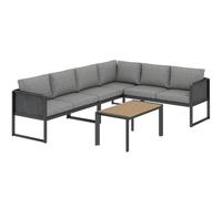 Outsunny Salon de jardin extérieur d'angle modulable 6 personnes, canapés, table basse et coussins, gris foncé