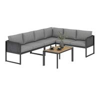 Outsunny Salon de Jardin Extérieur d'angle Modulable 6 Personnes Gris Foncé